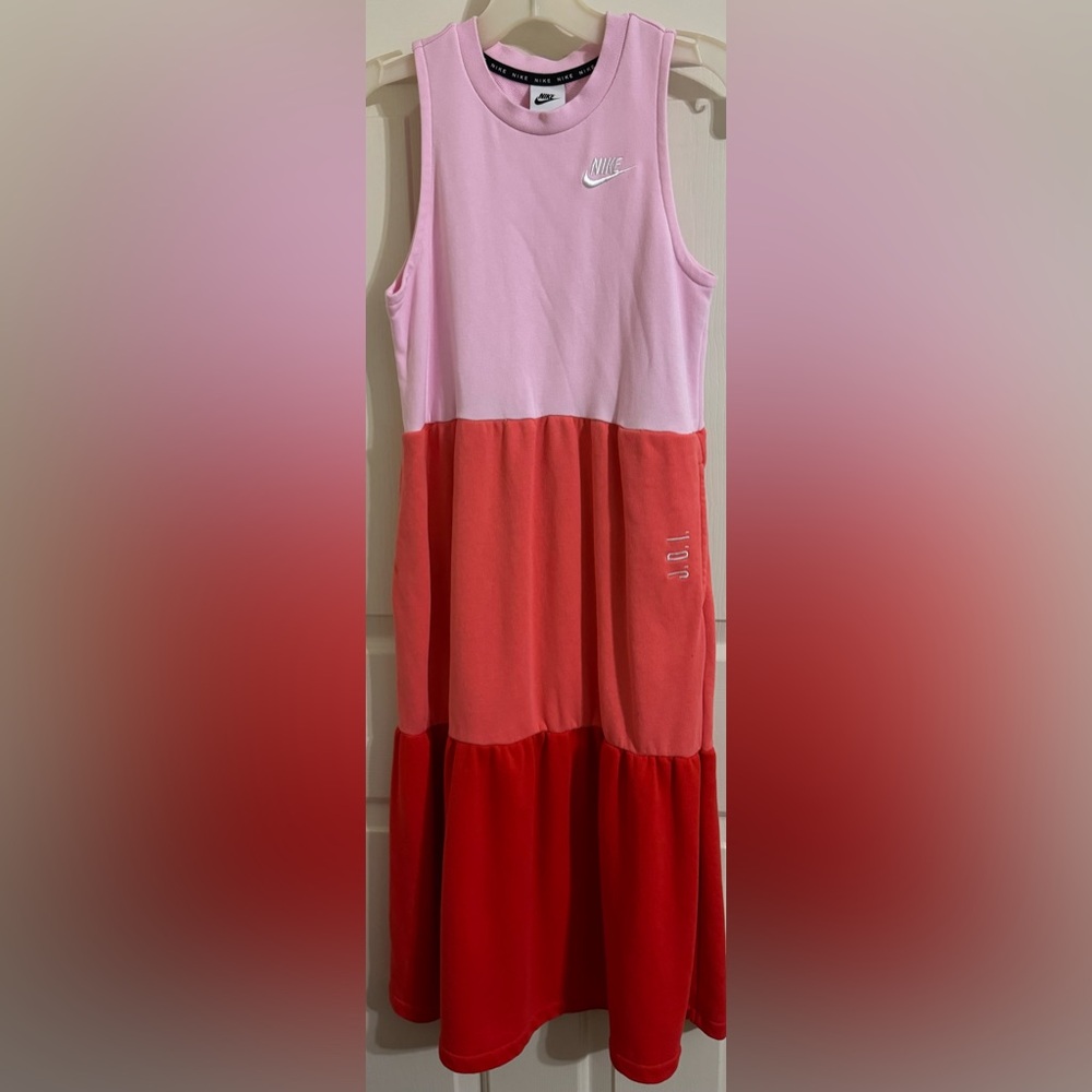 Girls Nike Red, Orange and Pink Midi Dress, Size Large